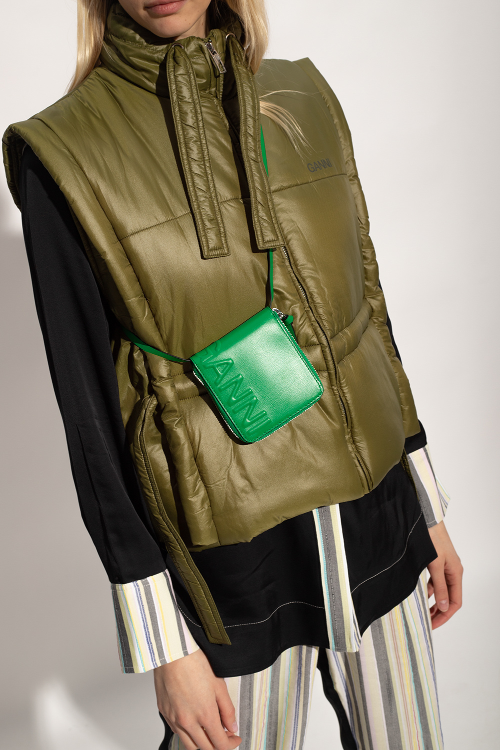 Green Wallet with strap Ganni - SchaferandweinerShops